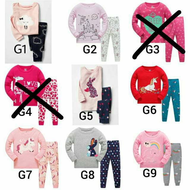 piyama anak import/ piyama anak HK lucu/pajamas kids/ piyama bayio