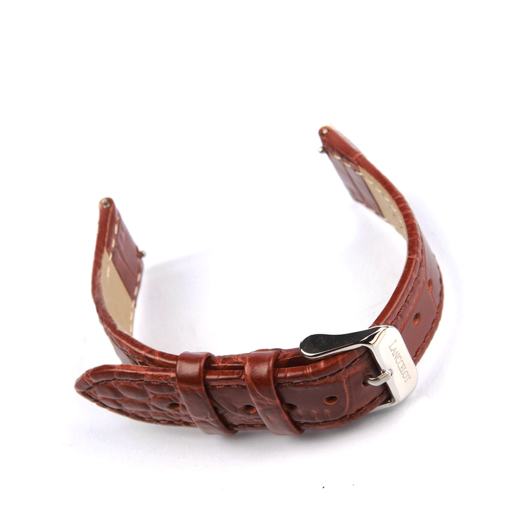 Strap (18mm) Crocodile P Dark Brown B Silver Lanccelot