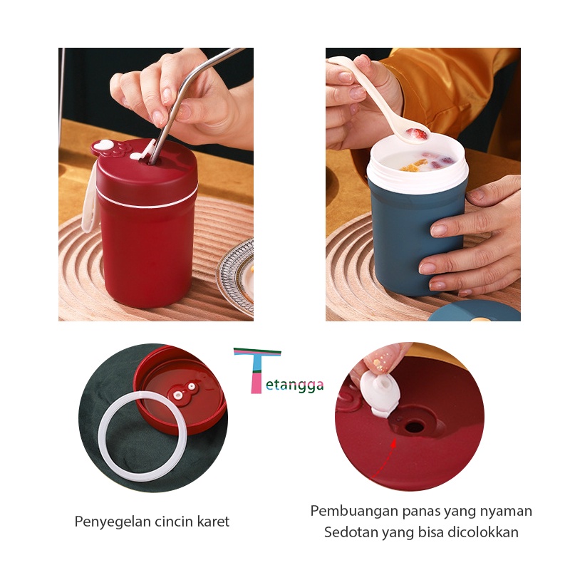 cangkir sup sendok gratis /portabel+Free Sendok BPA FREE 330ml/TETANGGA VS-44