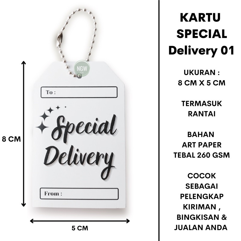 Kartu hampers ucapan special delivery 01 set rantai