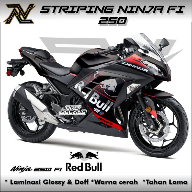 Decal Striping Ninja 250 Fi Stiker Variasi Motif Red Bull 2