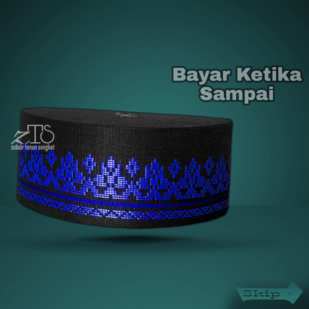 peci songket biru tua songkok hitam dewasa dan anak kopiyah bulat