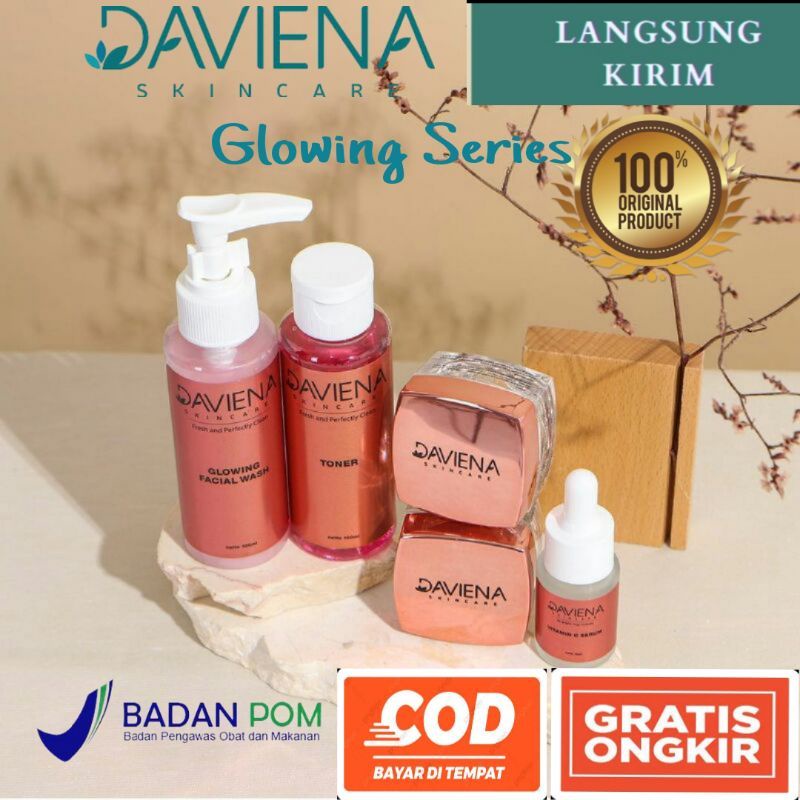 Daviena Skincare Paket Glowing Series Davienaskincareofficial Davina Devina Lampung Surabaya Jakarta Pemutih Pencerah Wajah Glowing Daviena Skincare