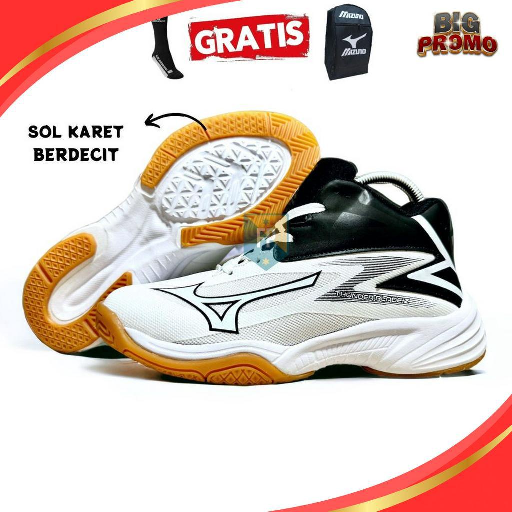 PROMO BESAR Sepatu voli Mizuno Thunder blade Z Volly Ball sol karet anti slip Sepatu Volly Mizuno