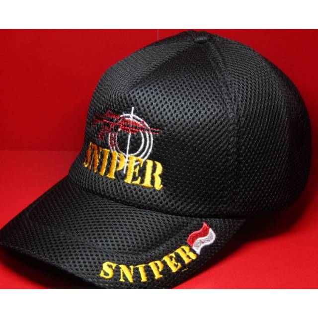 Topi bordir sniper jaring doble mes lembut