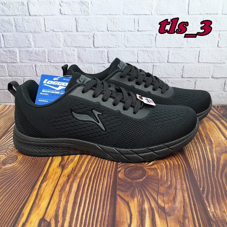 Sepatu Sekolah Loggo &amp; Speed Original 37-43 Sneaker Hitam Polos Unisex