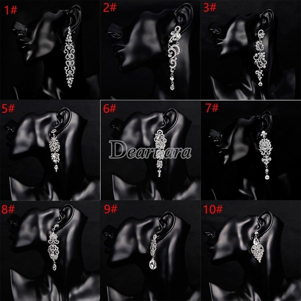 Anting Rumbai Panjang Aksen Berlian Bahan Alloy