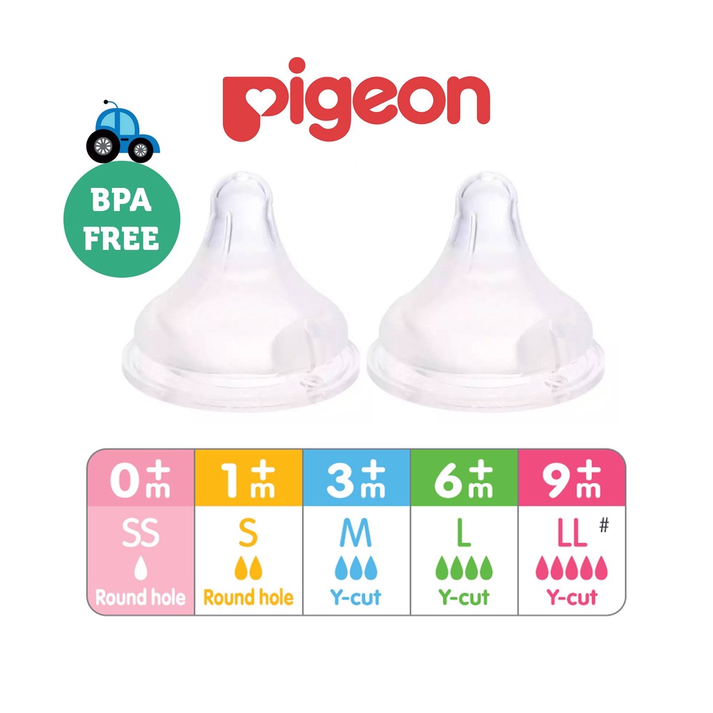 Pigeon SofTouch Peristaltic Plus Nipple wide neck SS / S / M / L KARET DOT isi 3