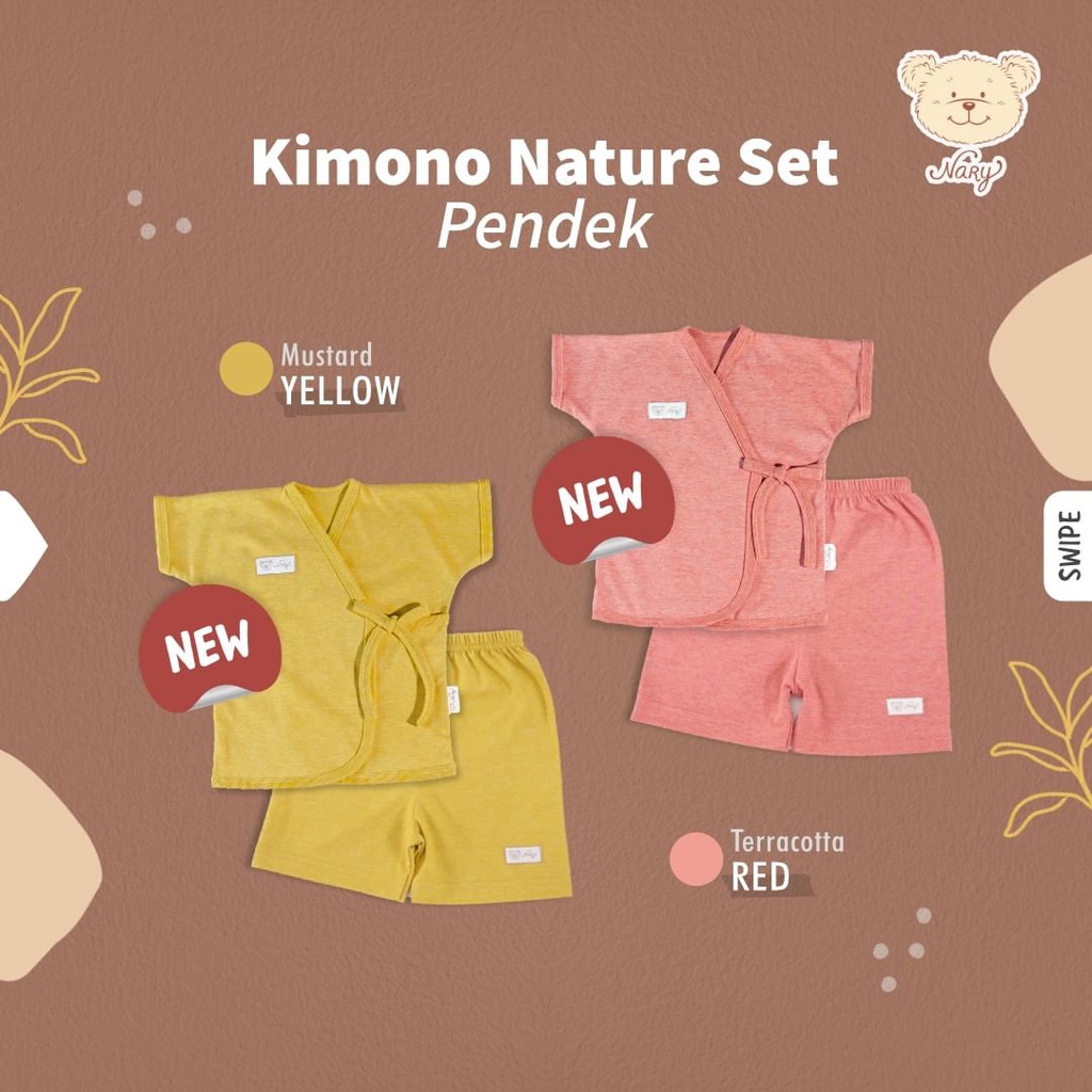 Nary Kimono Nature Set Lengan Pendek Celana Pendek SNI - Setelan Kimono Bayi Earhtone Series