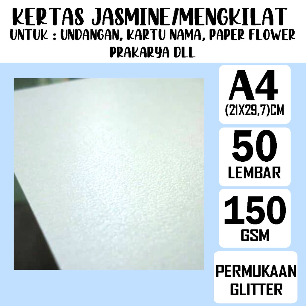 

KERTAS JASMINE A4 MURAH / KERTAS UNDANGAN / KERTAS MENGKILAT