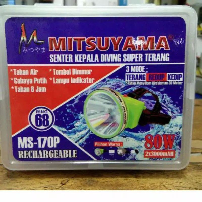 Senter Kepala Diving / Selam Mitsuyama 80 Watt Ms-170P Super Terang