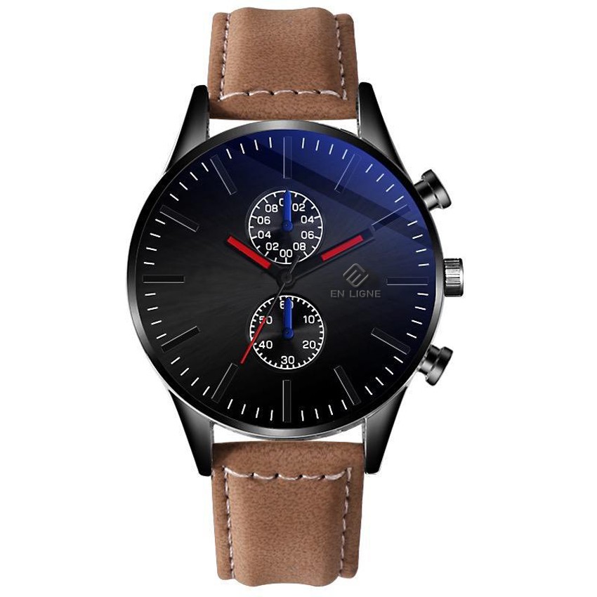 En Ligne - Jam Tangan Pria Fashion EL033L - Jam Tangan Pria Kulit Analog Quartz Anti Air
