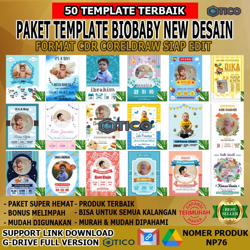 Paket Template Biobaby Biodata Bayi Model Terbaru CDR Siap Edit Usaha Percetakan Termurah Terlaris