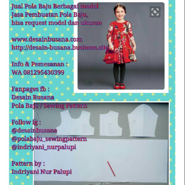 POLA PRODUKSI DRESS ANAK 011  [ Pola Baju Sewing Pattern ]