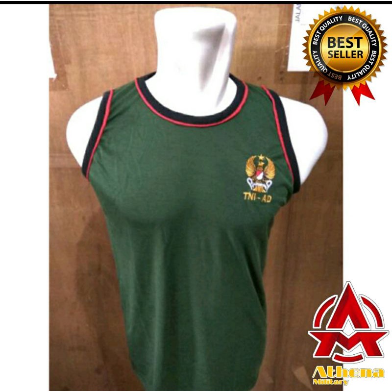 Singlet TNI AD Hijau Logo Kecil l Kaos Singlet TNI AD