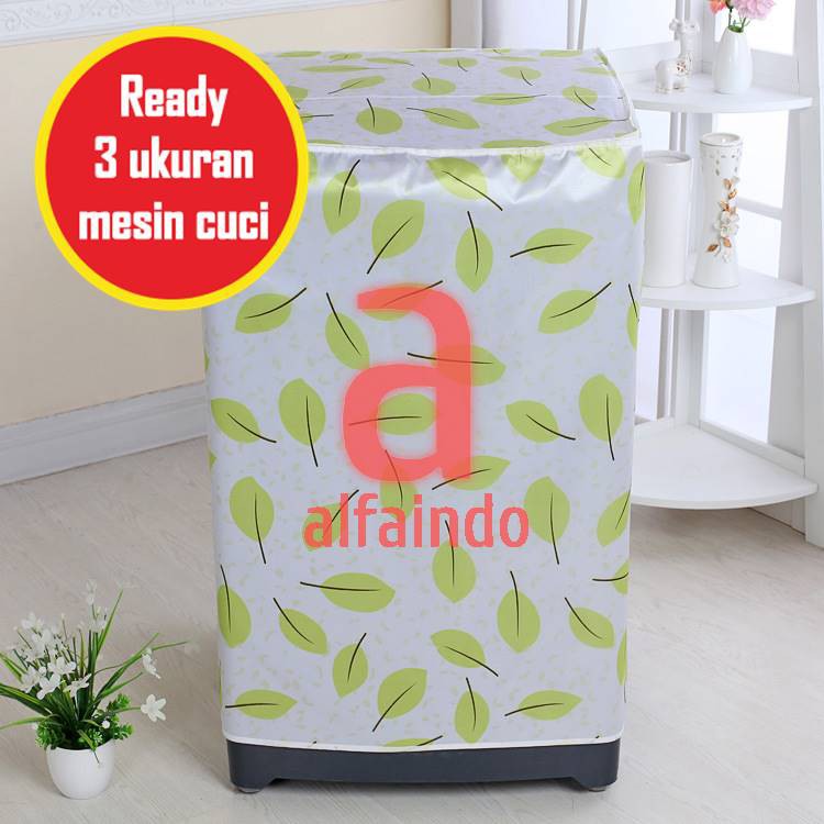 Alfaindo Cover Mesin Cuci Penutup Plastik Peva WMC004 Motif Daun