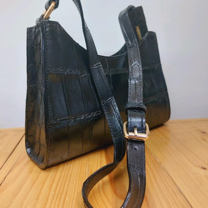 Shoulder Bag Halfmoon Kulit Asli Original Croco Leather