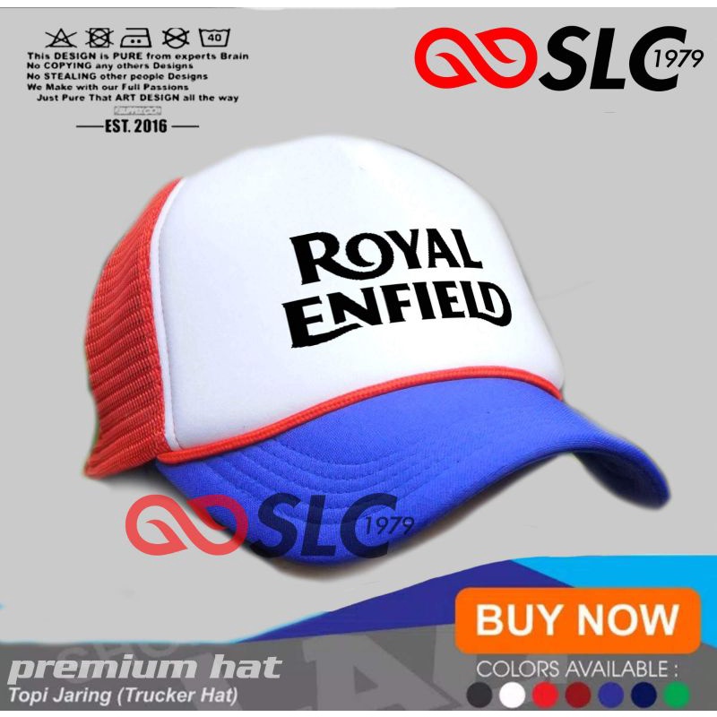 TOPI JARING TRUCKER HAT PREMIUM ROYAL ENFIELD CUSTOM LOGO SENDIRI SATUAN LUSINAN