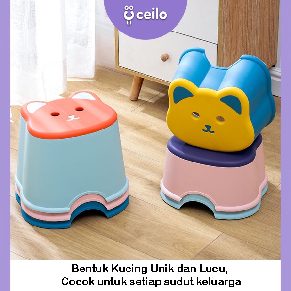 CEILO Kursi Jongkok Plastik | Bangku Jongkok Plastik | Kursi Plastik | Kursi Anak Karakter Lucu
