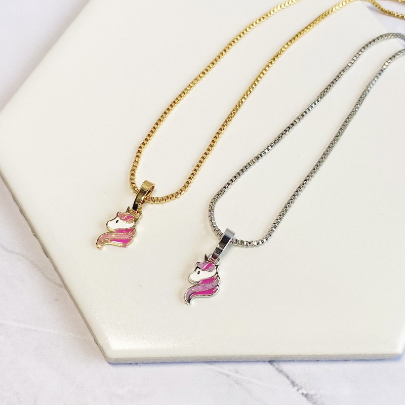 Kalung Anak Glitter Unicorn Lapis Emas