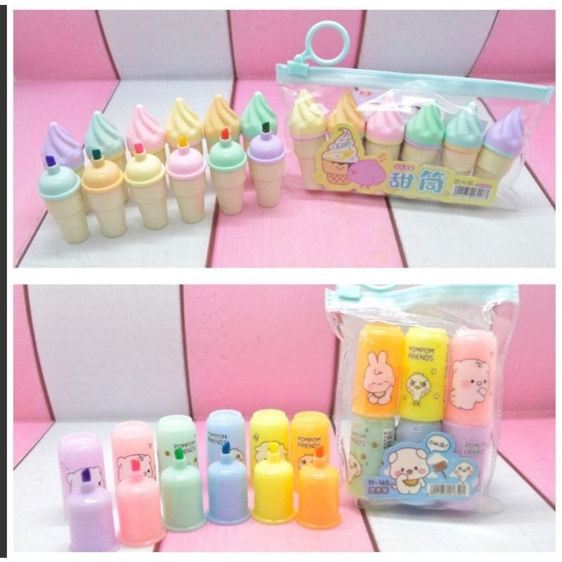 

stabilo highlighter mini ice cream,friend ( 1pak isi 6 )