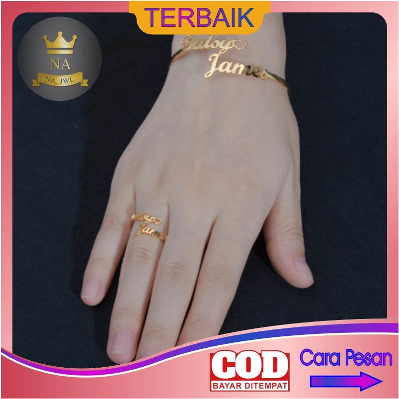 Gelang Titanium custom nama Anti Karat bracelet korea name aksesoris wanita fashion perempuan cewek