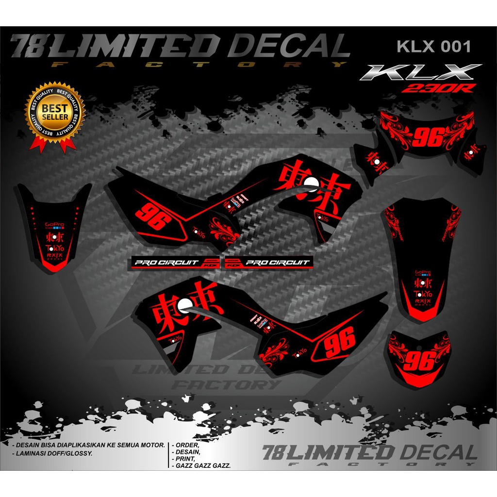 Decal Sticker Kawasaki KLX 230R Full Body Custom Desain KLX 001