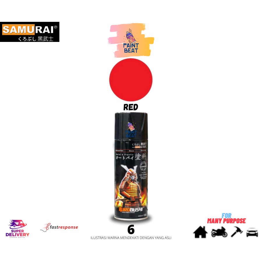 Samurai Paint Red 6/33 Warna Merah Cat Aerosol / Cat Semprot Samurai No Star