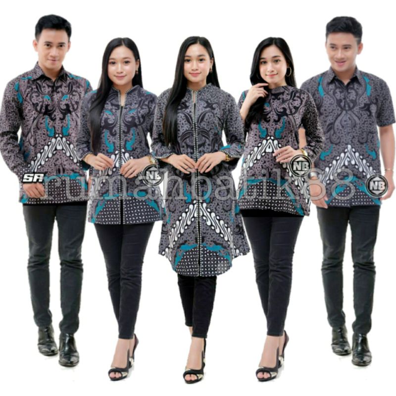 Size M L XL XXL XXXL Batik Couple Motif Semarangan Abu Atasan Batik Wanita Tunic Blouse Zipper Depan