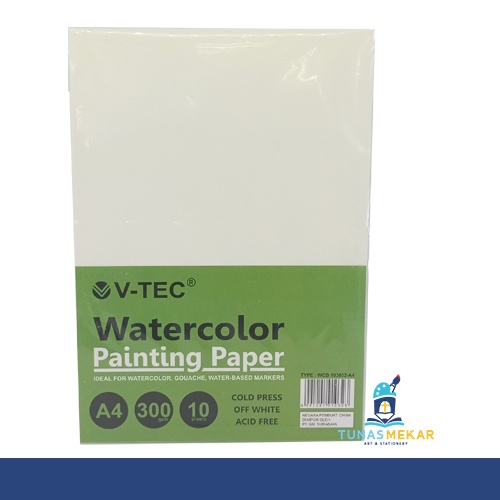V-tec Watercolour Paper A4 300gsm Cold Press - 10 Sheets