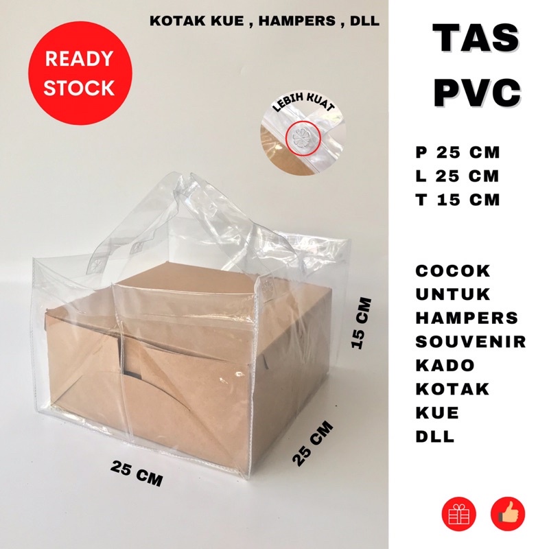 Tas pvc hampers mika uk 25 x 25 x 15 box kotak kue goodie bag TERMURAH ready stock