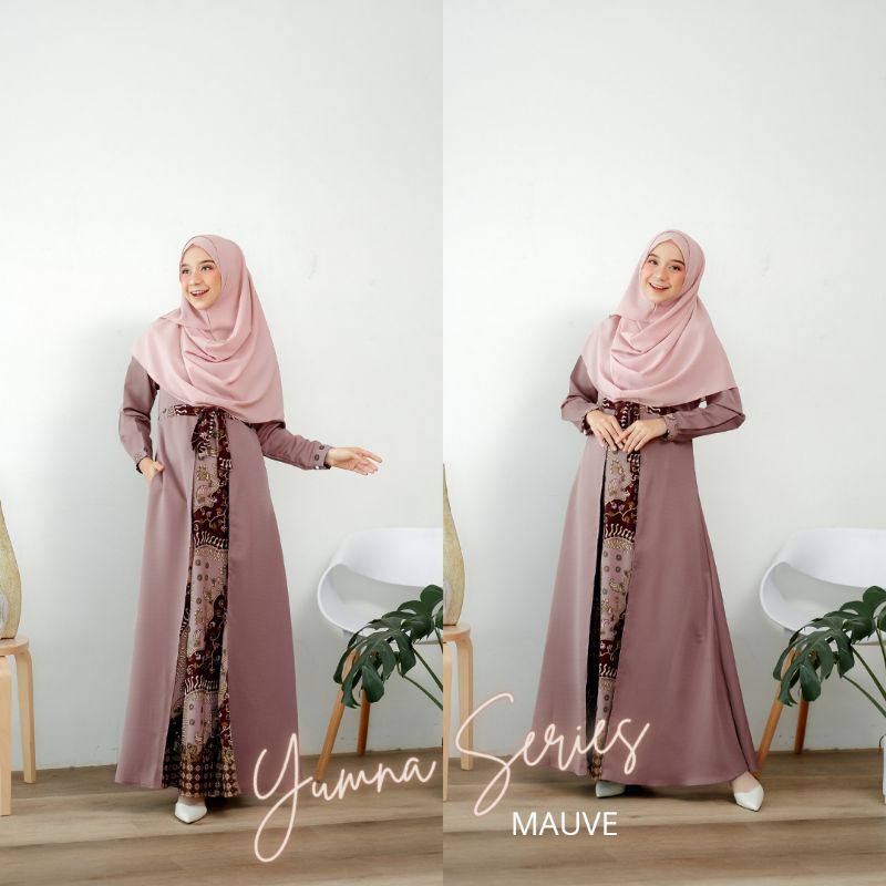 Gamis Rafa Yumna Batik Dress Varian Mauve Coklat