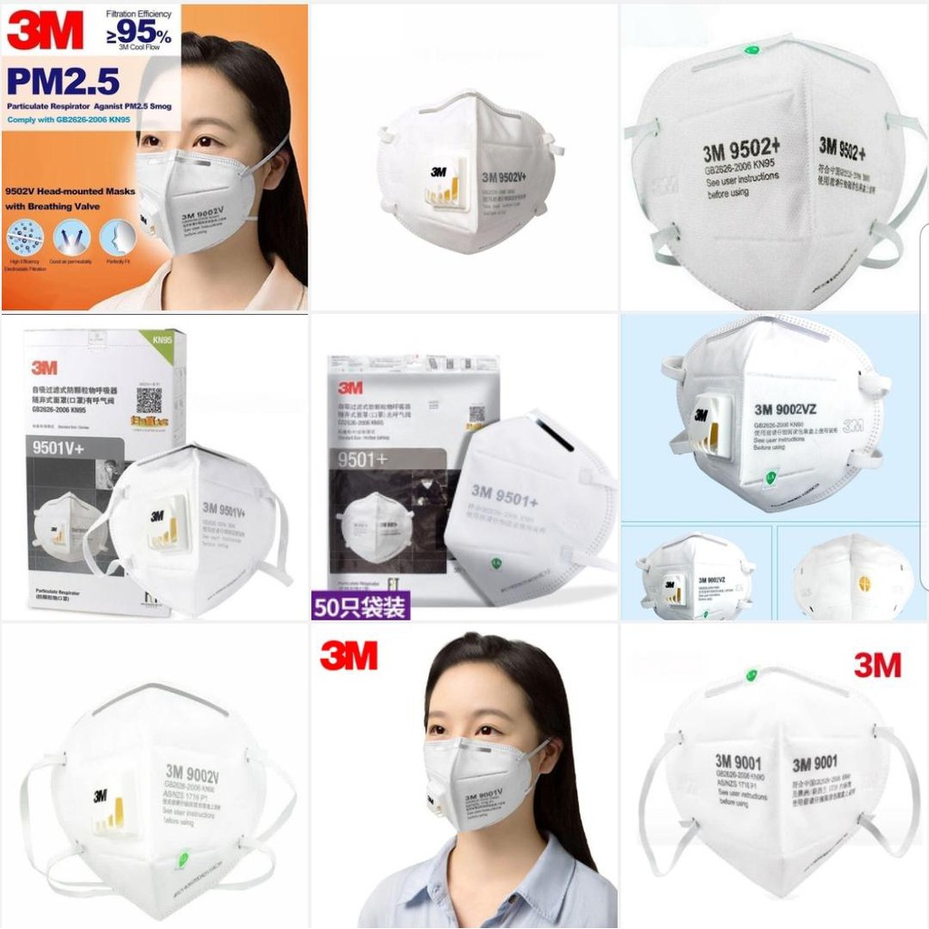 Masker 3M N90 9001 9001V 9002V 9002VZ N95 9501+ 9502+ 9501V+ 9502V+ Anti Polusi Asap Virus Bakteri