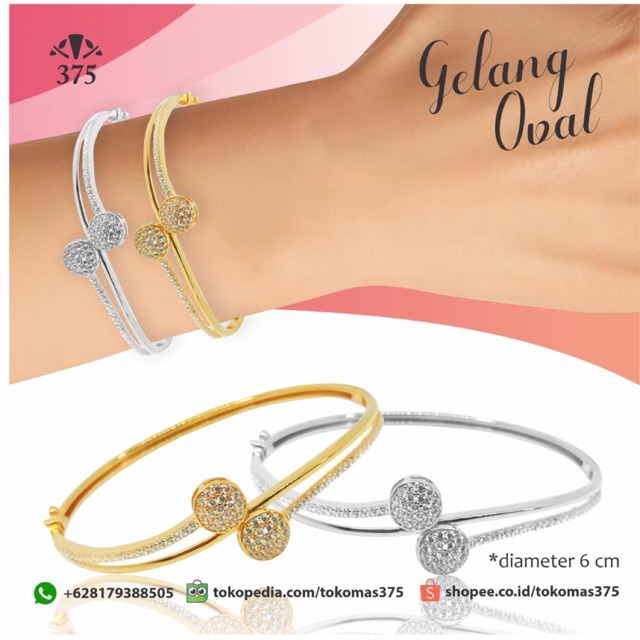 GELANG BOLA SPIRAL ELEGANT EMAS ASLI KADAR 375