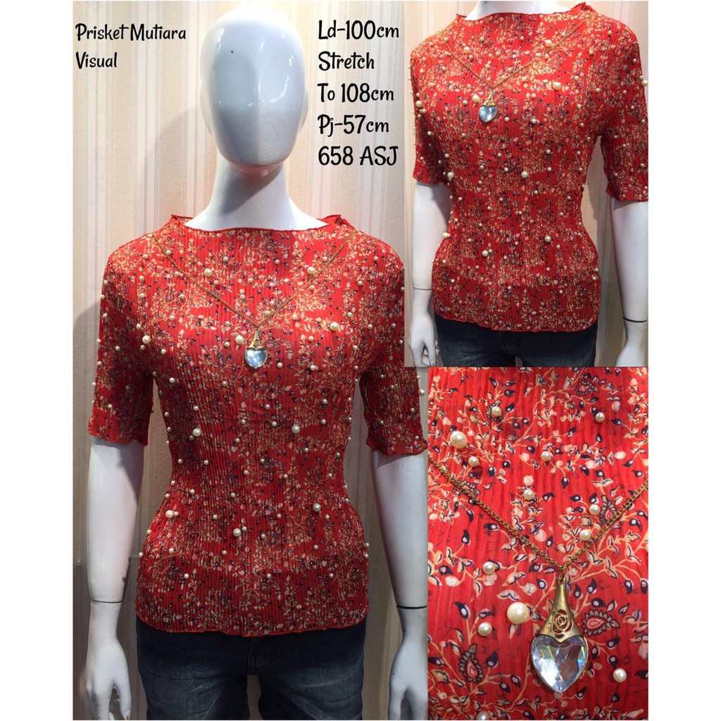 QF BLOUSE PLISKET MUTIARA VARIASI TEMBAK