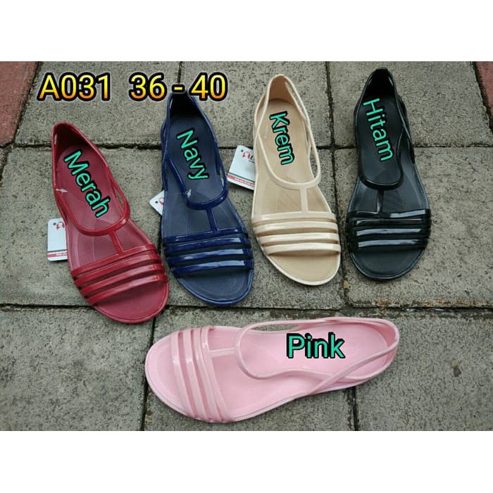 A031pls sandal wanita flat karet jelly luofu sendal wanita murah