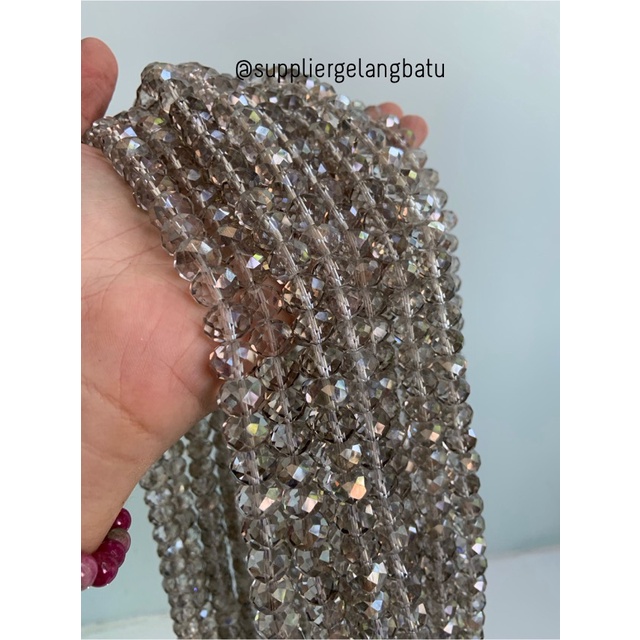 Crystal Ceko kilap 12mm SMOKY GREY QUARTZ kerajinan craft donat manik