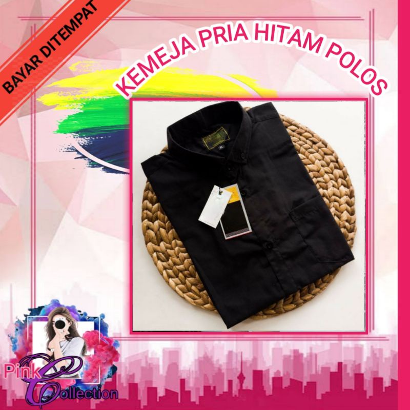 KEMEJA PRIA HITAM POLOS BAJU KEMEJA PRIA HITAM BAJU KEMEJA WARNA HITAM BAJU KEMEJA HITAM PRIA ATASAN