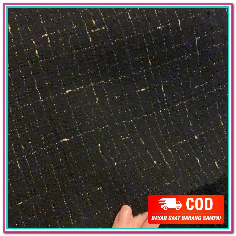 Kemeja Wanita Bahan Katun Rayon Adem Nyaman Casual Santai Modis K HQ519 Kain Chanel / Tweed. Hitam