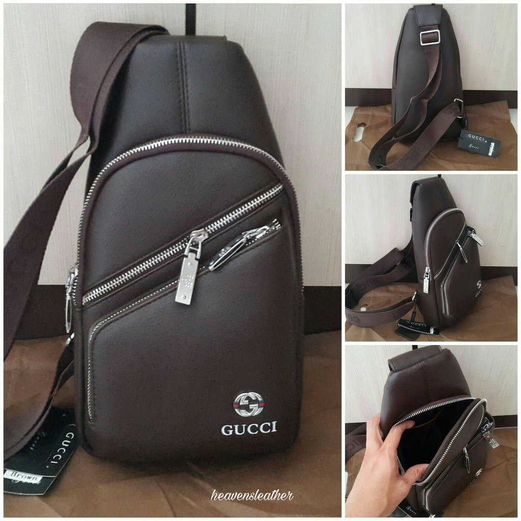 TAS SELEMPANG TAS SLEMPANG TAS PRIA TAS COWOK TAS LAKI TAS IMPORT SLING BAG SLINGBAG GUCCI COKLAT151