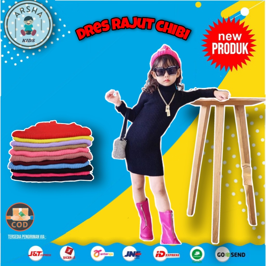 Dress anak perempuan baju dres dress rajut anak perempuan polos murah korean premium