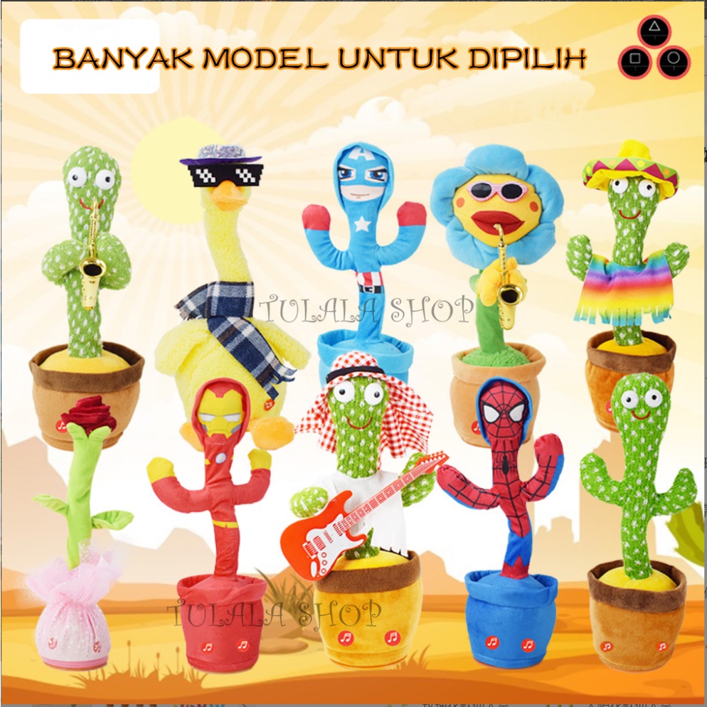 [TULALA SHOP]Bentuk Boneka Pintar Bisa Ngomong Bicara Rekam Dancing Mainan Kaktus Goyang Gerak Joget Joged Menari