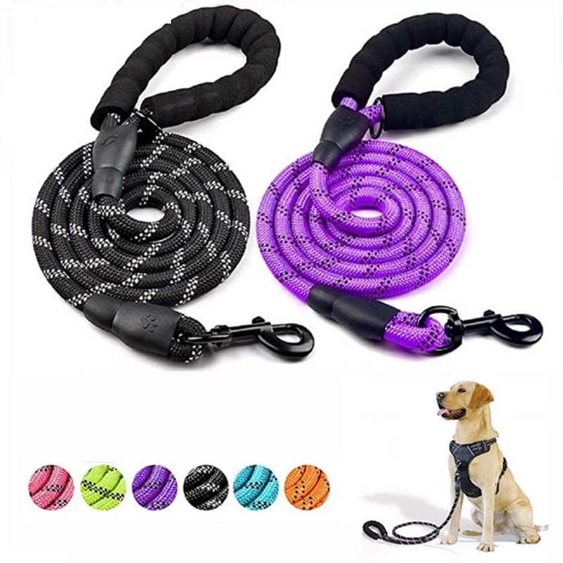 Hot Dog Tali Tali Nilon Reflektif Medium Besar Anak Anjing Tahan Lama Kerah Kalung Tali untuk Kucing Besar Kecil Hewan Peliharaan Harness