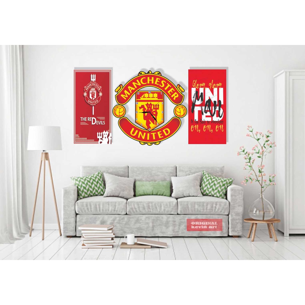 JAM DINDING UNIK LOGO MANCHESTER UNITED GRATIS HIASAN DINDING PAJANGAN DINDING DEKORASI DINDING KAMAR TIDUR POSTER DINDING KOLEKSI KLUB MANCHESTER UNITED RED DEVIL HOBI AKSESORIS KAMAR TIDUR MINIMALIS UNIK KEREN TERLARIS PALING BARU ARTISTIK MODERN MEWAH