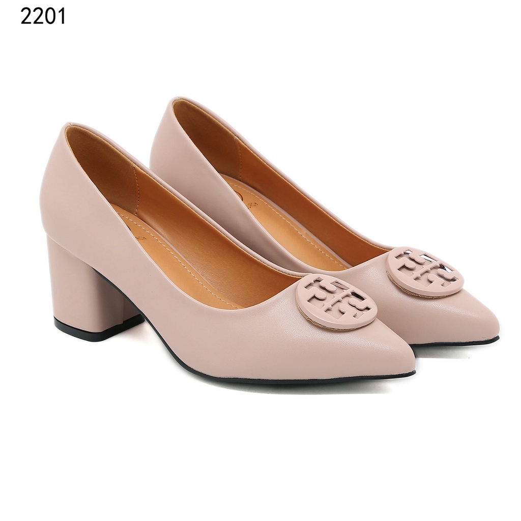 TB Leather Logo Block- Heel Pumps #2201