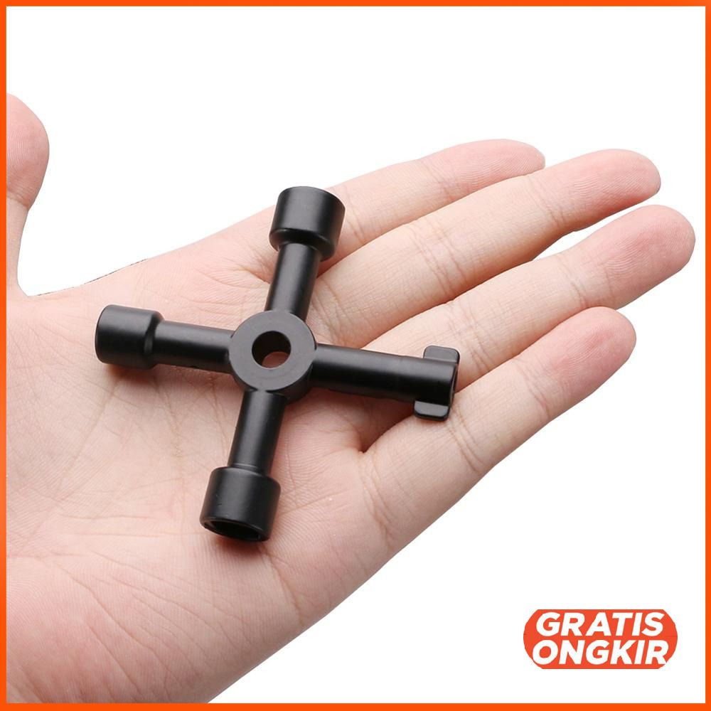 Kunci Pas Multifungsi 4 in 1 Universal Elevator Cross Triangle Key