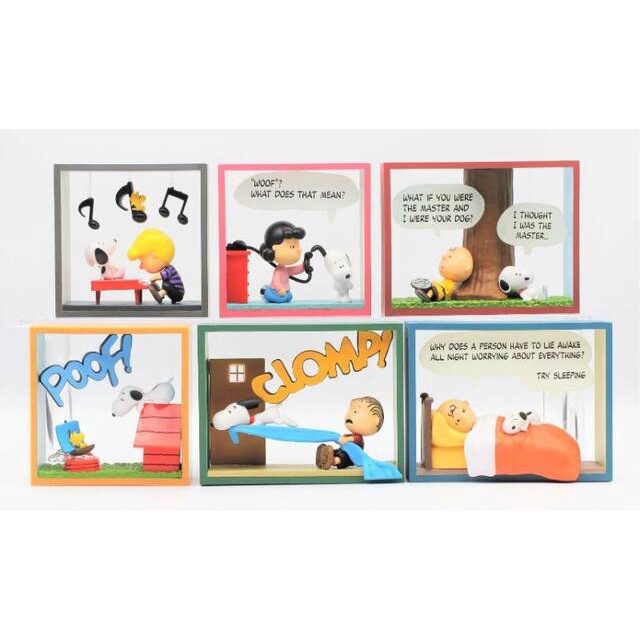 Toys Re-Ment Snoopy Comic Cube Collection A Day in the Life of Snoopy (Set of 6)