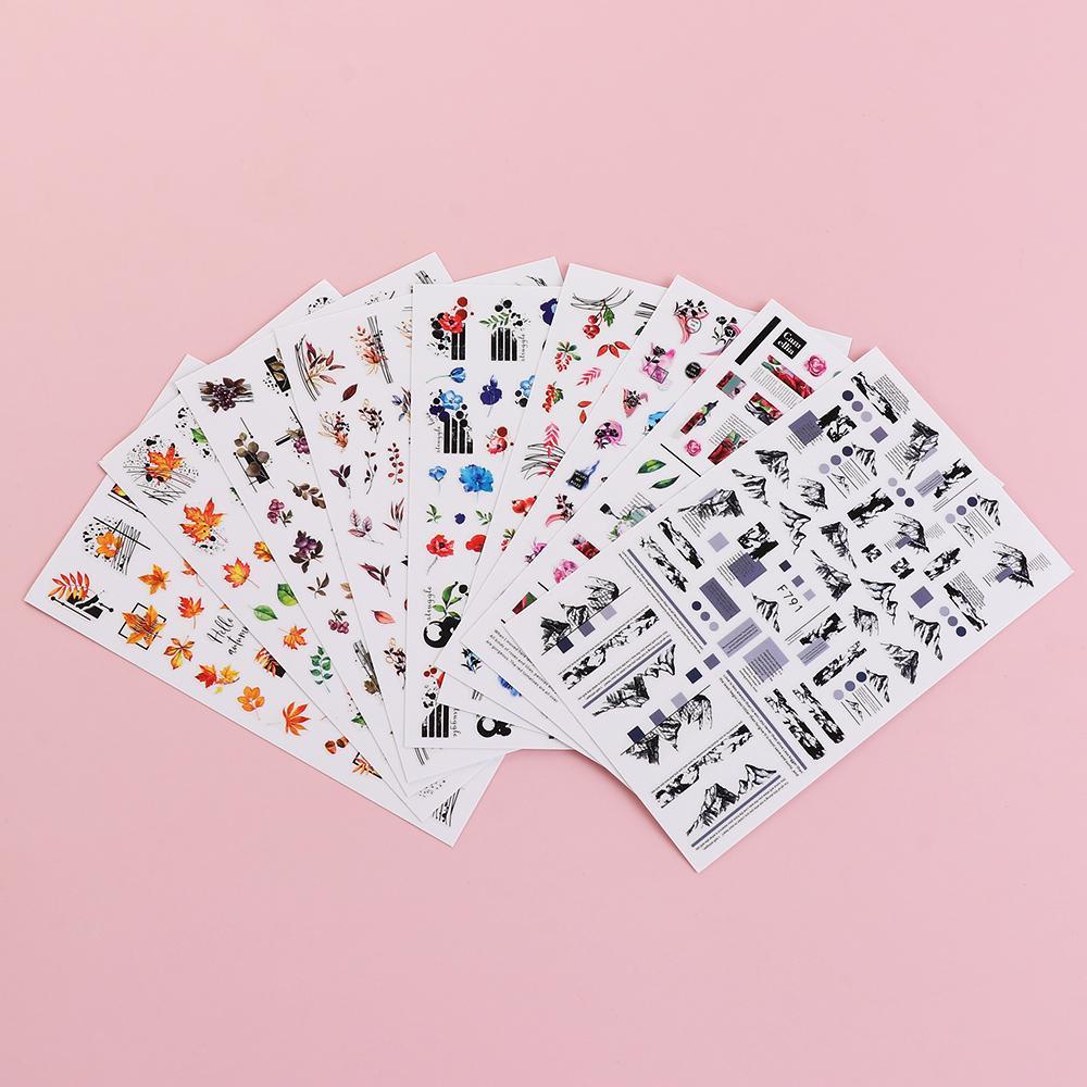 Solighter Stiker Kuku DIY Manicure Perekat Decals Desain Garis Jatuh Musim Gugur