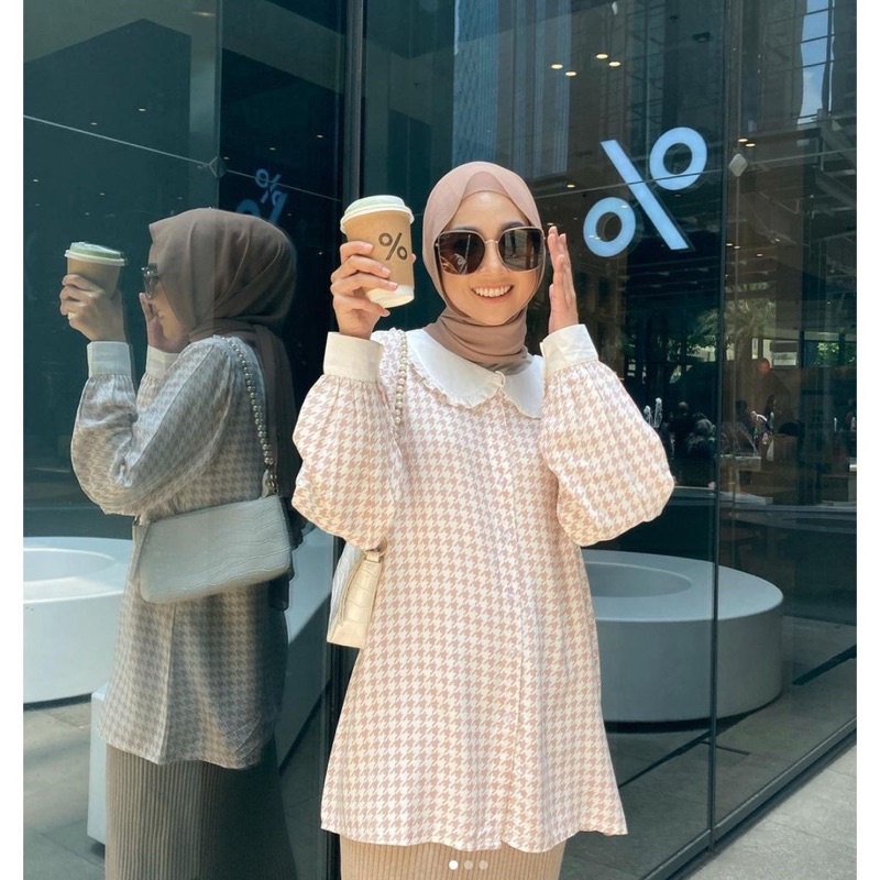 Houndstooth blouse by Vanilla Hijab