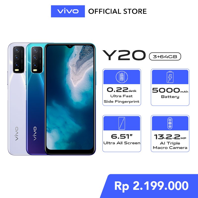 [NEW] vivo Y20 3GB/64GB - 6.53" HD+, Ultra Fast Side